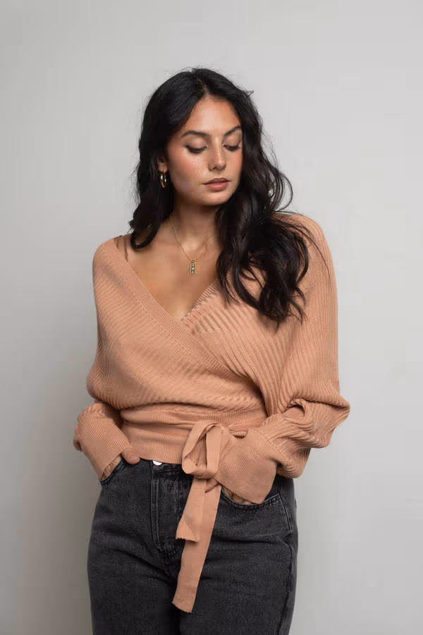 Relax Sweetie Wrap Tie Sweater - Mauve