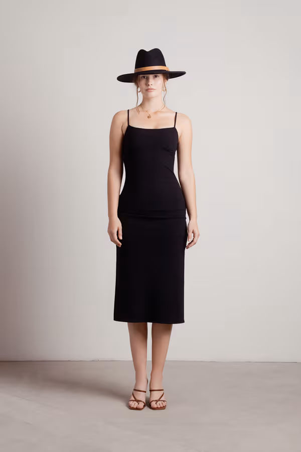 Kimmie Cami Bodycon Midi Dress - Black