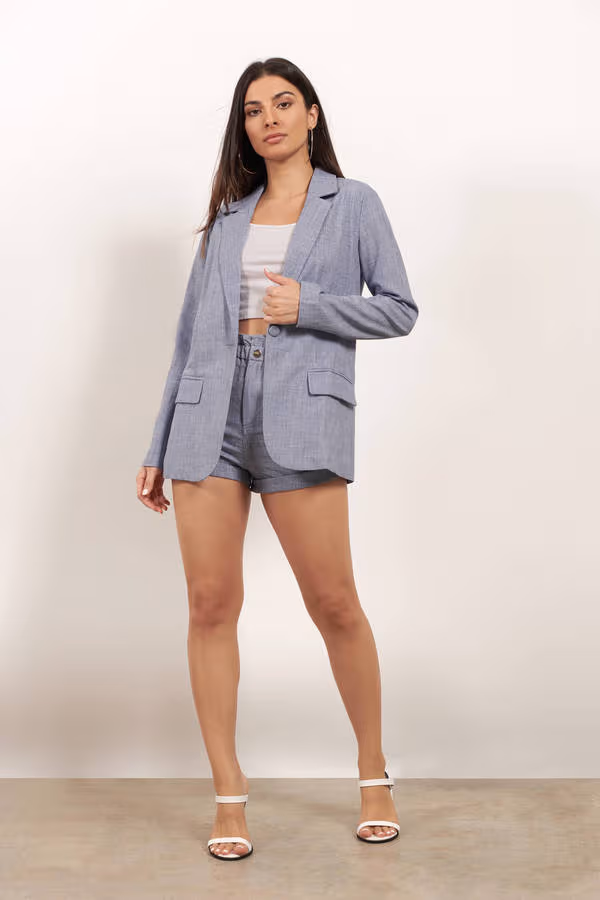 Run The Meeting Paperbag Shorts - Blue