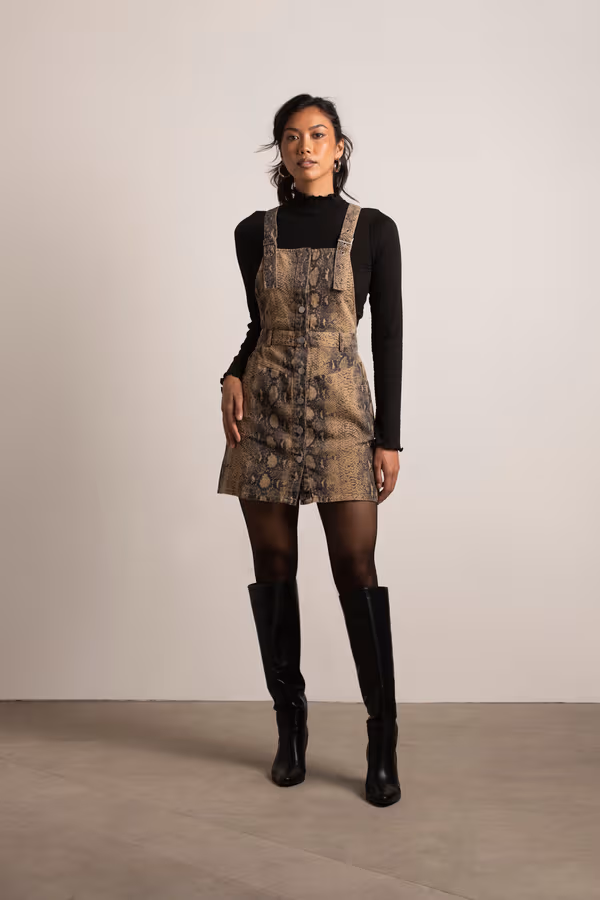 Chill Day Snake Print Denim Mini Dress - Multi