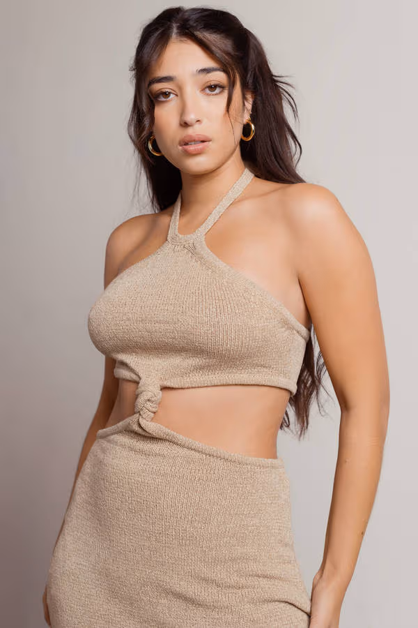 Just The Thing Cutout Bodycon Mini Dress - Brown