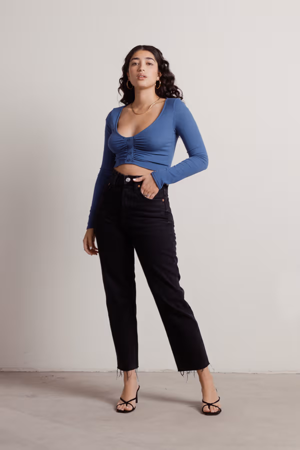 Aiden Crop Top - Slate Blue