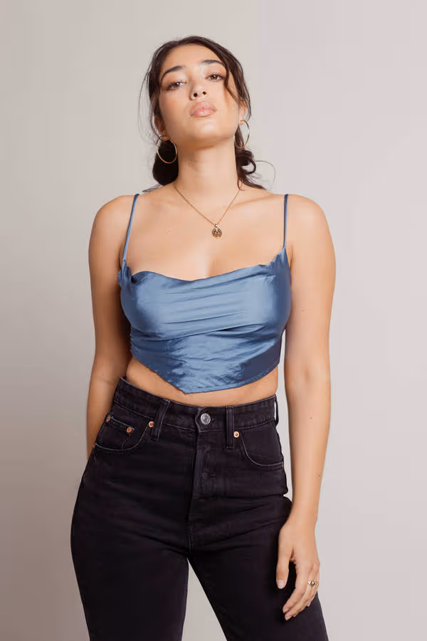 See The Future Crop Top - Slate Blue
