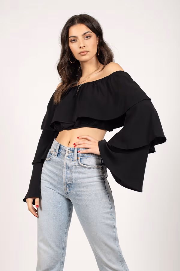 Show Off The Shoulder Blouse - Black