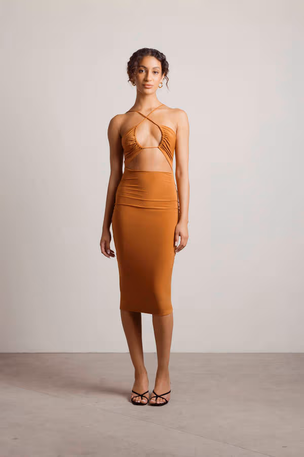 Maxine Cutout Bodycon Midi Dress - Black