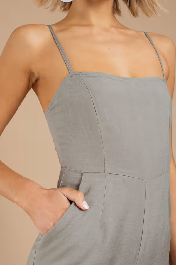 Don't Be Square Cami Jumpsuit - Olive