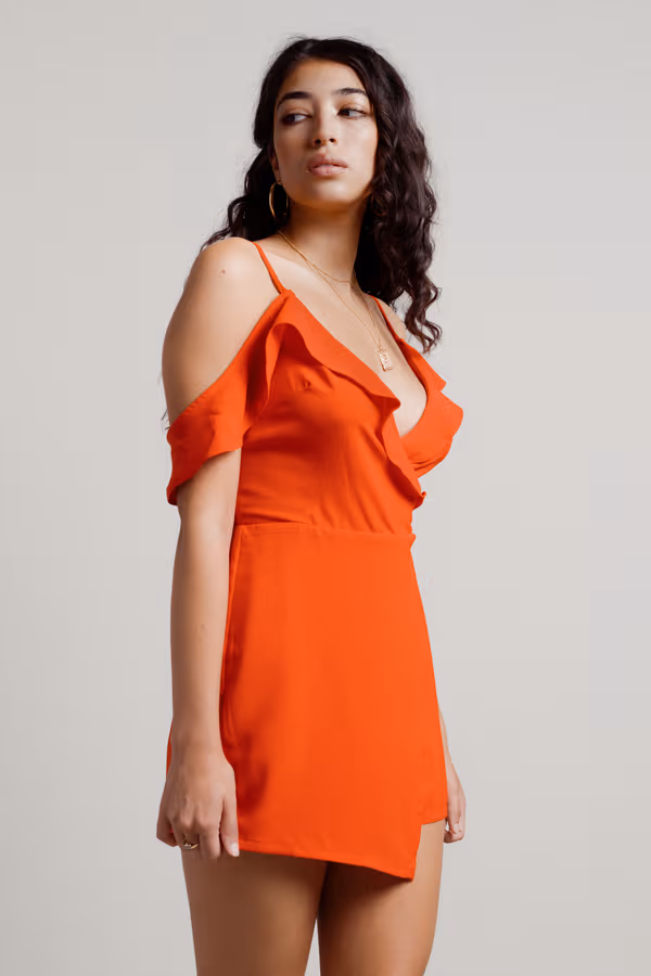 Thea Wrap Romper - Red