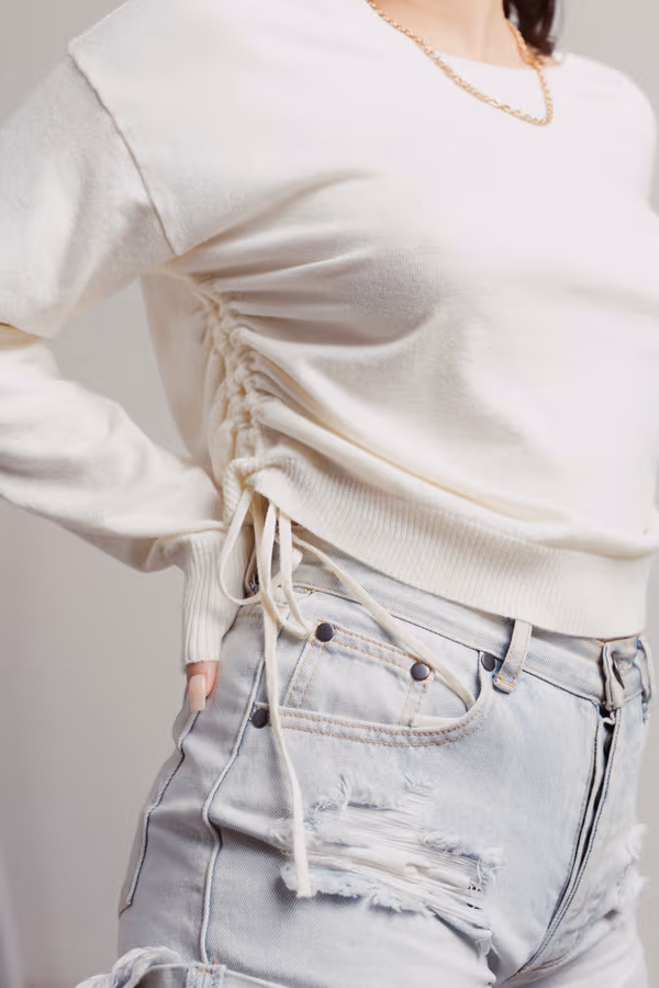 Loofs Ruched Sweater - Cream