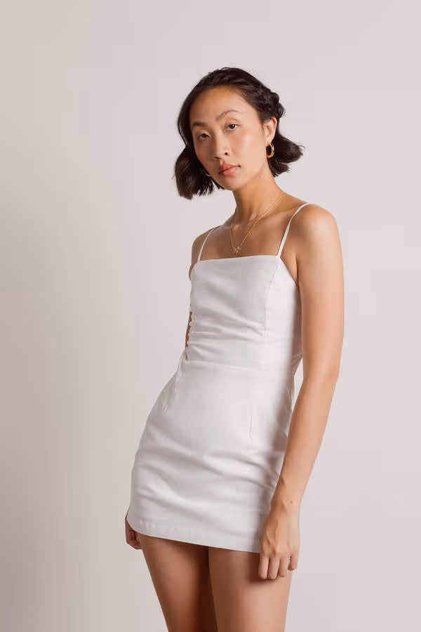 Hermione Open Back A-Line Mini Dress - Off White