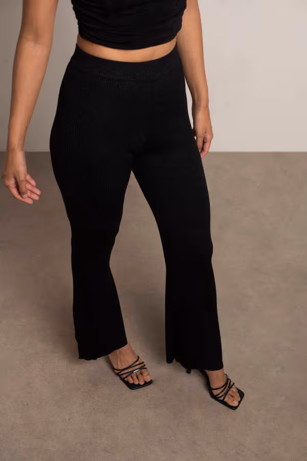 Adalynn Ribbed Pants - Black