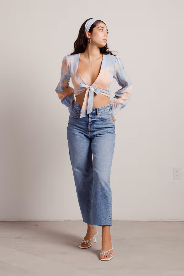Lanii Crop Top - Peach Blue