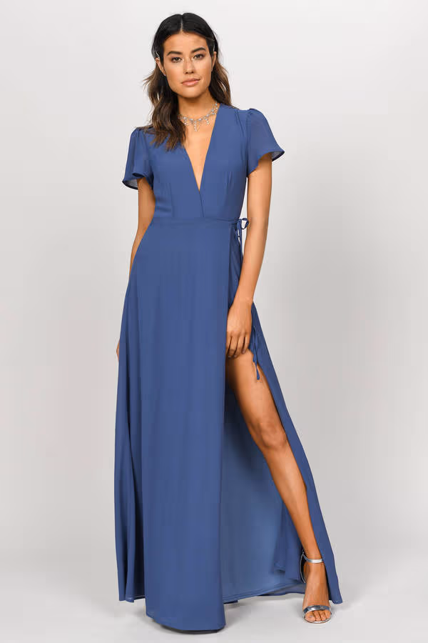Piper Slate Plunging Maxi Dress