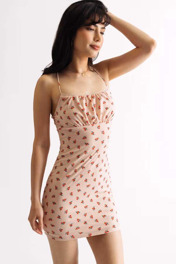 Kelsey Floral Bodycon Mini Dress - Pink