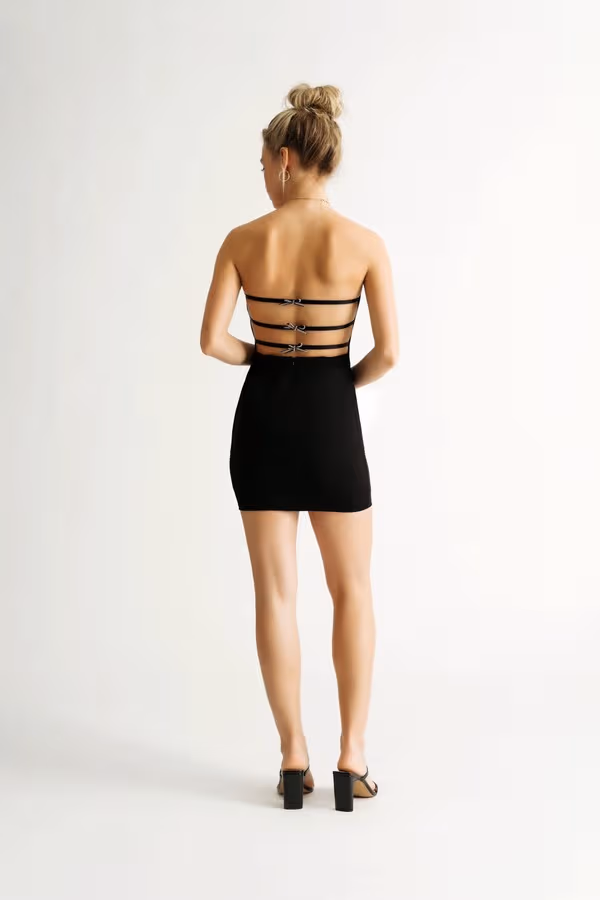 Glamorous Night Strapless Open Back Mini Dress - Black