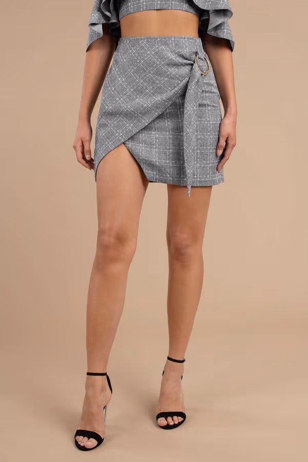 Stylestalker Edwina Wrap Mini Skirt - Grey