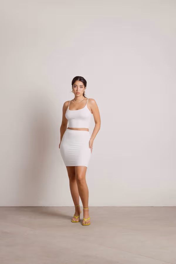 Take Pride Cami Crop Top and Mini Skirt Set - Off White