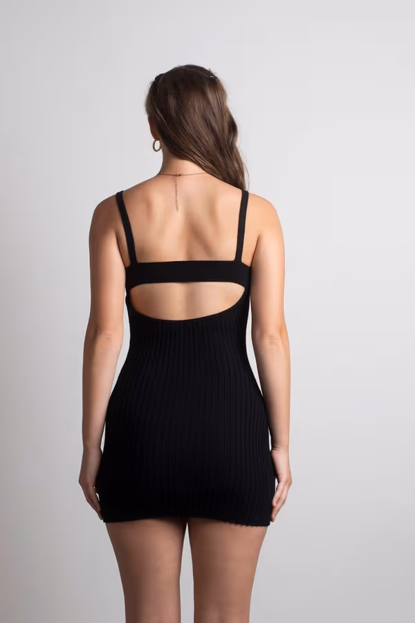 End Up Here Ribbed Open Back Mini Dress - Ruby Red