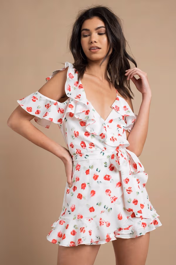 Saylor Alicia Floral Romper - White Multi