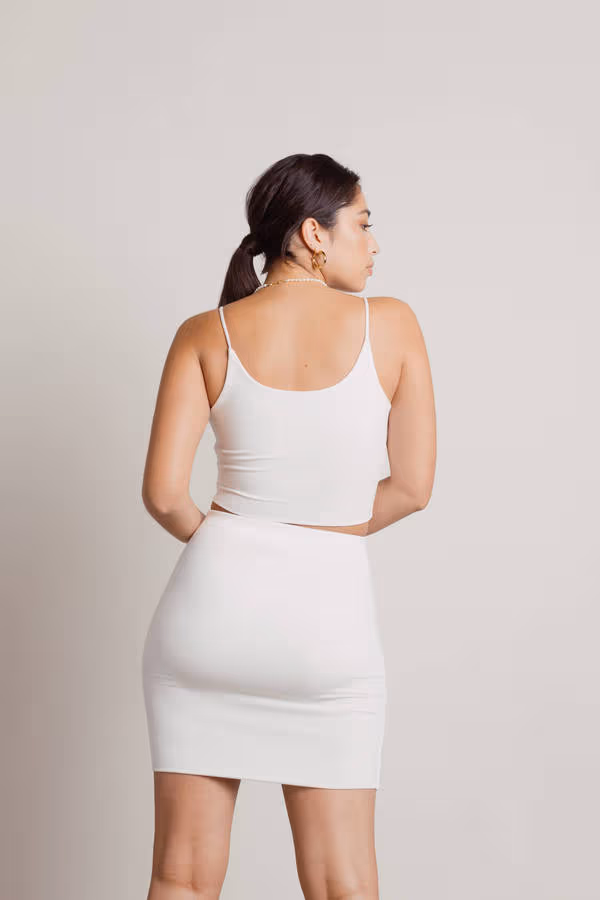 Take Pride Cami Crop Top and Mini Skirt Set - Off White