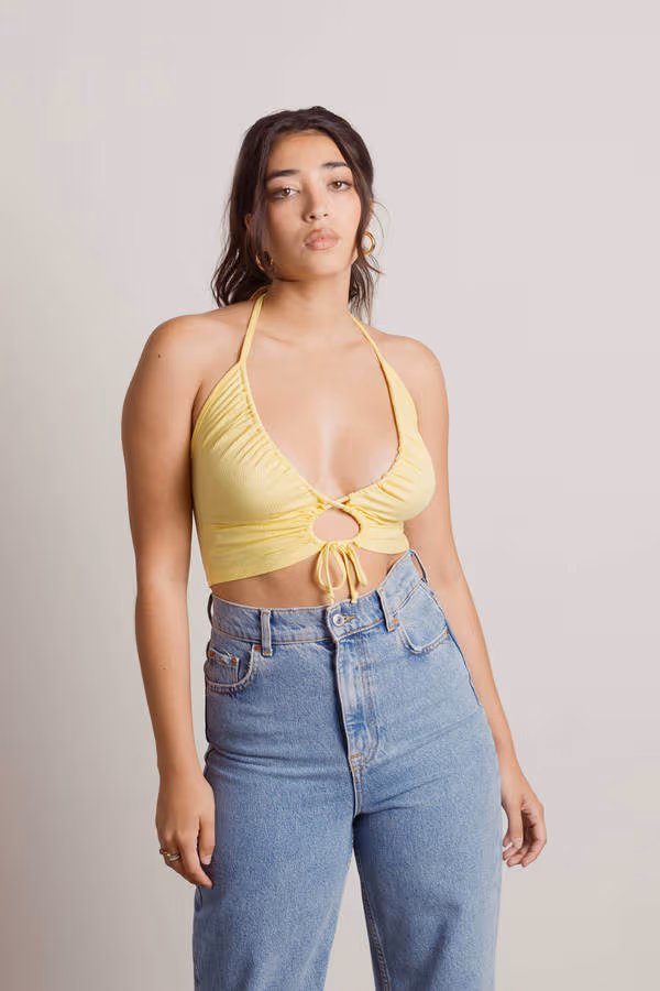 All Tied Up Crop Top - Yellow