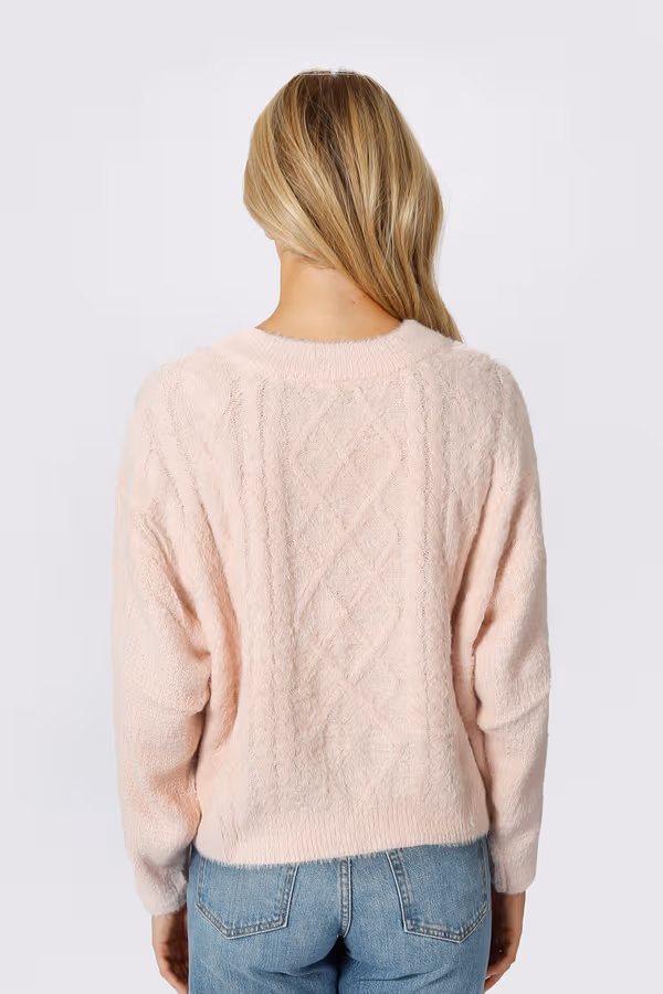 Cuddle Season Cable Knit Sweater - Green