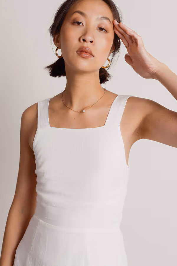 Nora Square Neck Backless Mini Dress - Ivory