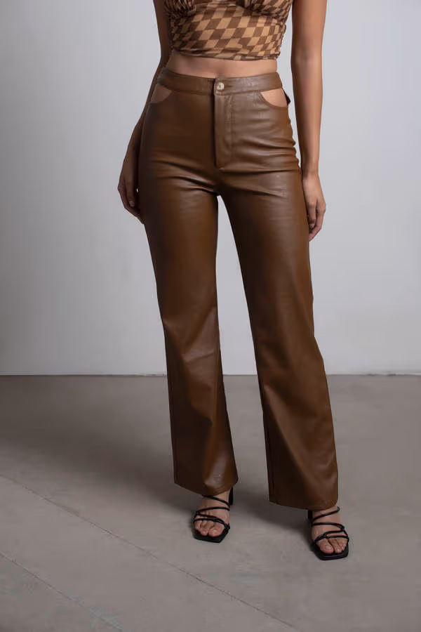 Melly Leather Pants - Camel
