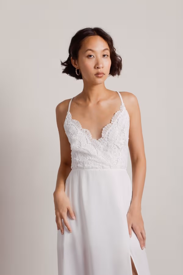 My Moment Crochet High Slit Maxi Dress - Off White