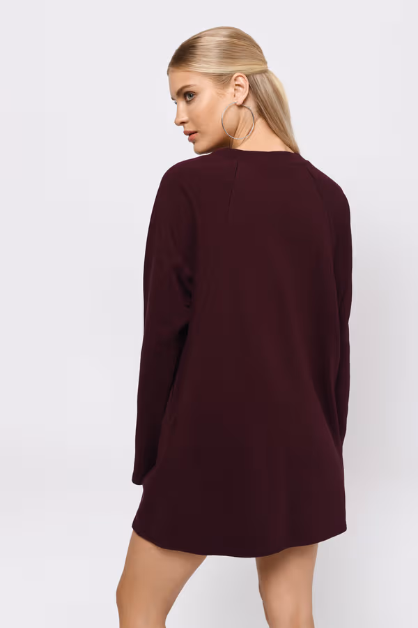 Sophia Lace Up Mini Dress - Wine