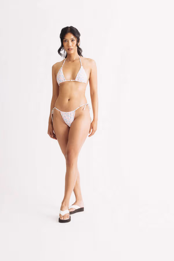 Nymph Strappy Bikini Set - Pink & Blue Floral