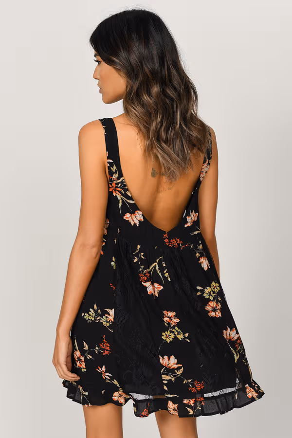 Hannah black Floral Print Dress
