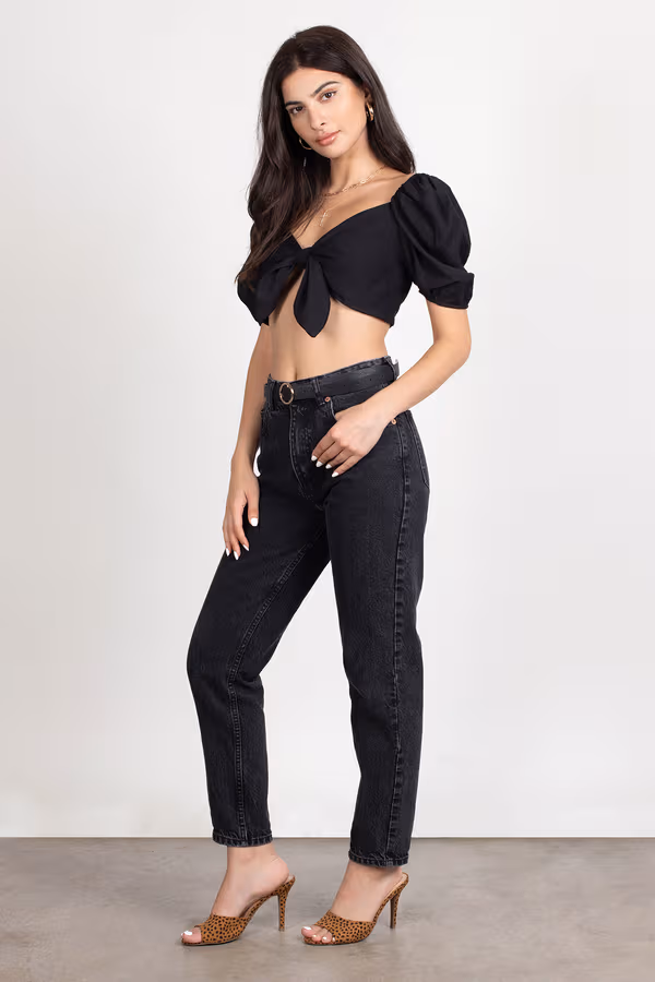 Burst Your Bubble Crop Top - Black