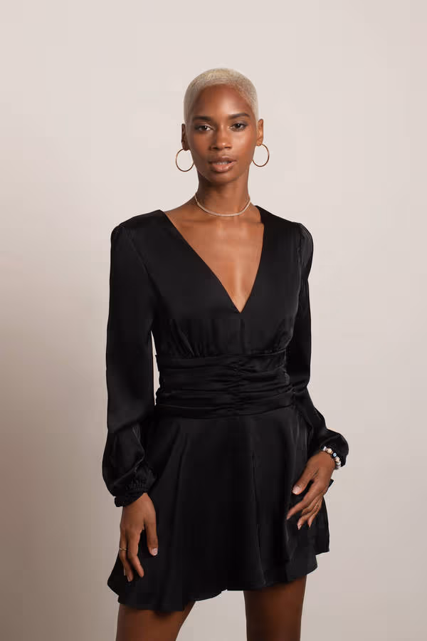 Love Games Satin Romper - Black