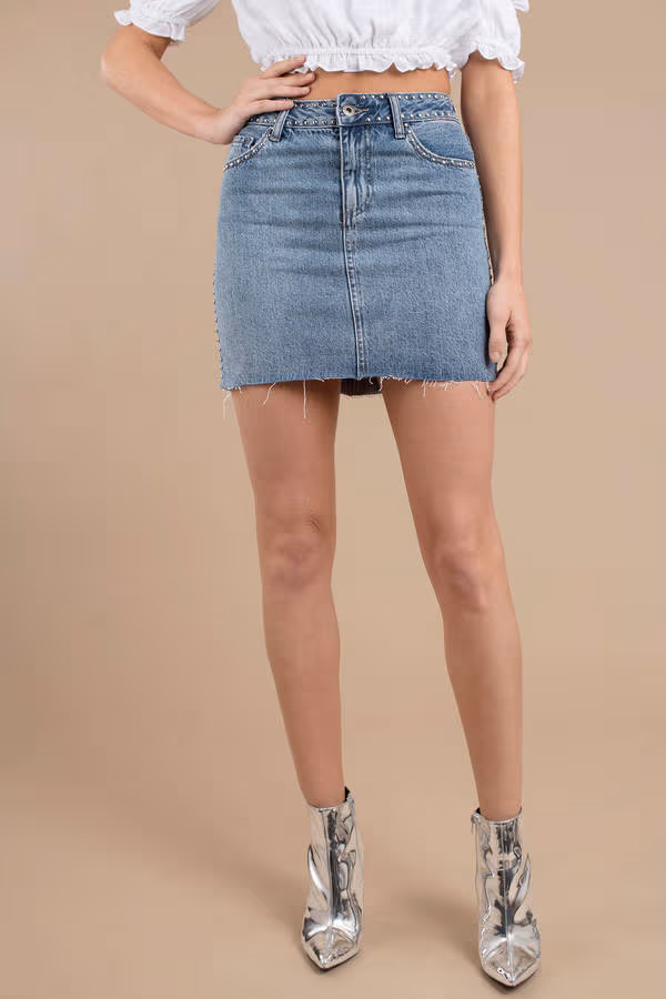 Pistola Sierra Studded Mini Skirt - Medium Wash