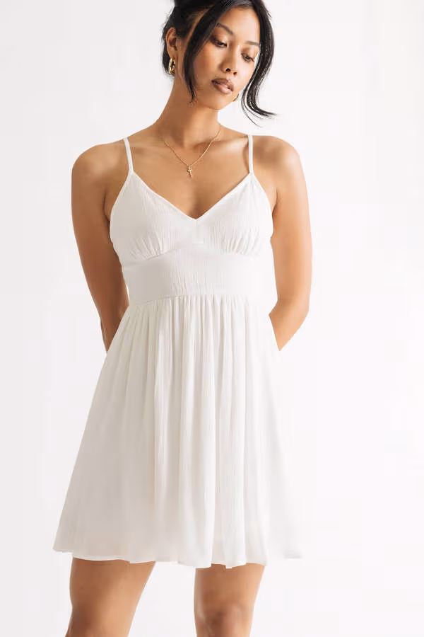 Natalia Off White Cutout Babydoll Mini Dress