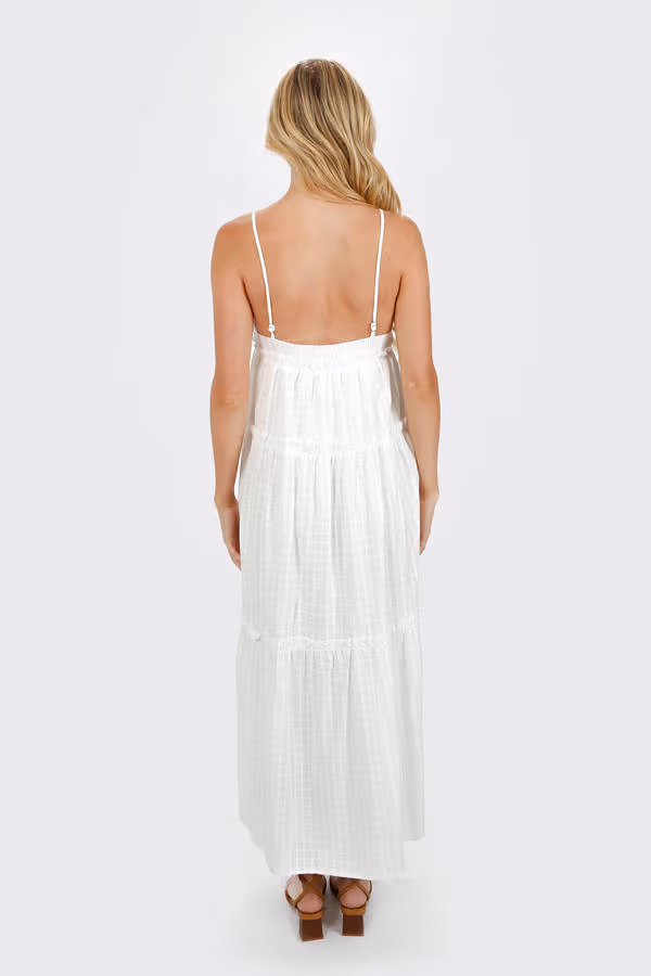 Julianne Chiffon Tiered Maxi Dress - White