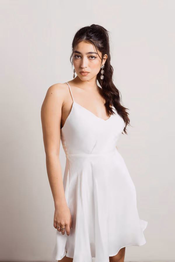Lorena Cross Back Skater Mini Dress - White