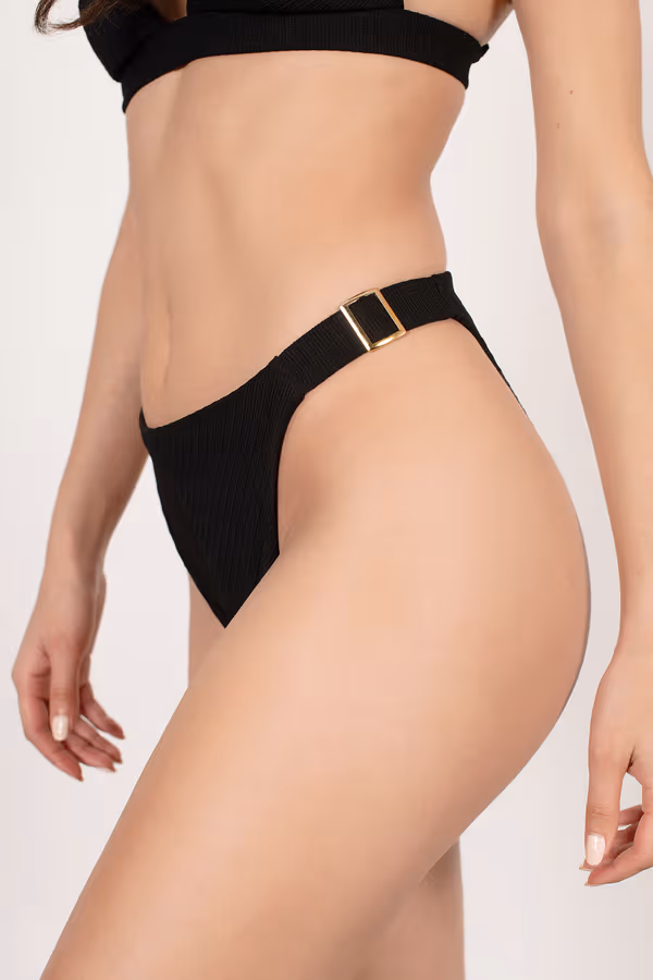 Rise Above High Waist Bikini Bottom - Black