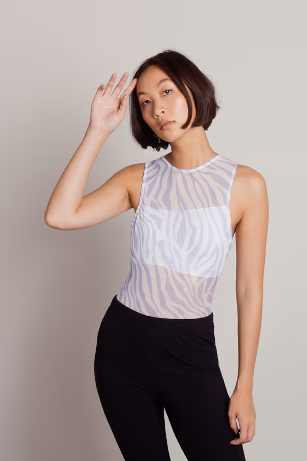 Go For A Ride Mesh Bodysuit - White Multi