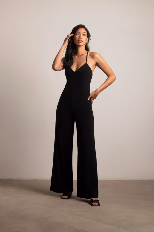 Late Night Cross Back Jumpsuit - Black