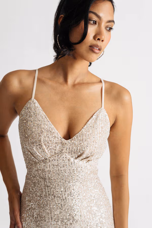 Scylla Sequin Cami Mini Dress - Silver