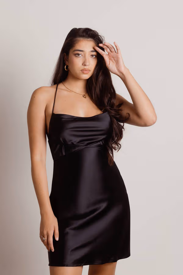 Light Up The Night Satin Cross Back Mini Dress - Off White