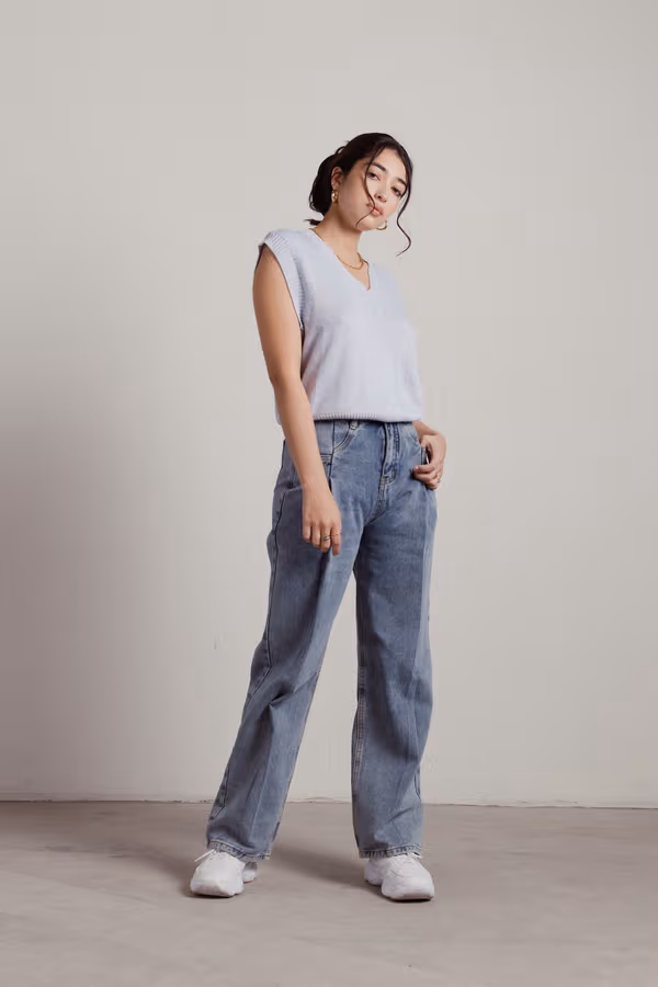 Need To Chill Oversized Sweater Vest - Sky Blue