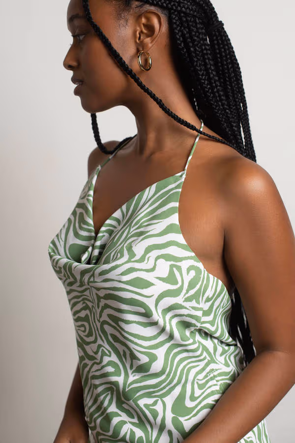 Lucia Print Open Back Mini Dress - Green Multi