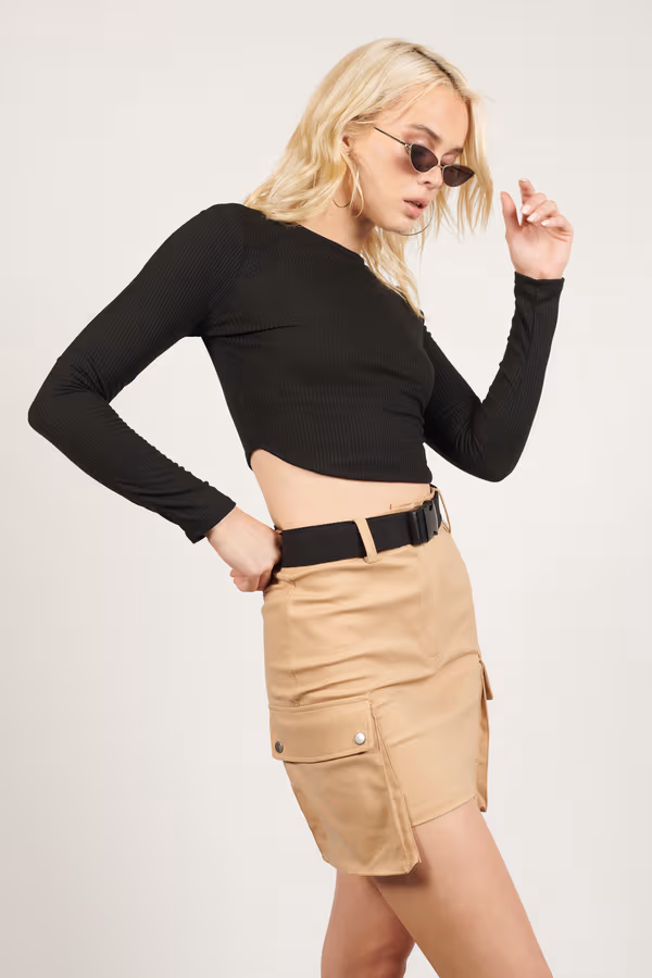 Hang Tight Cargo Mini Skirt - Khaki