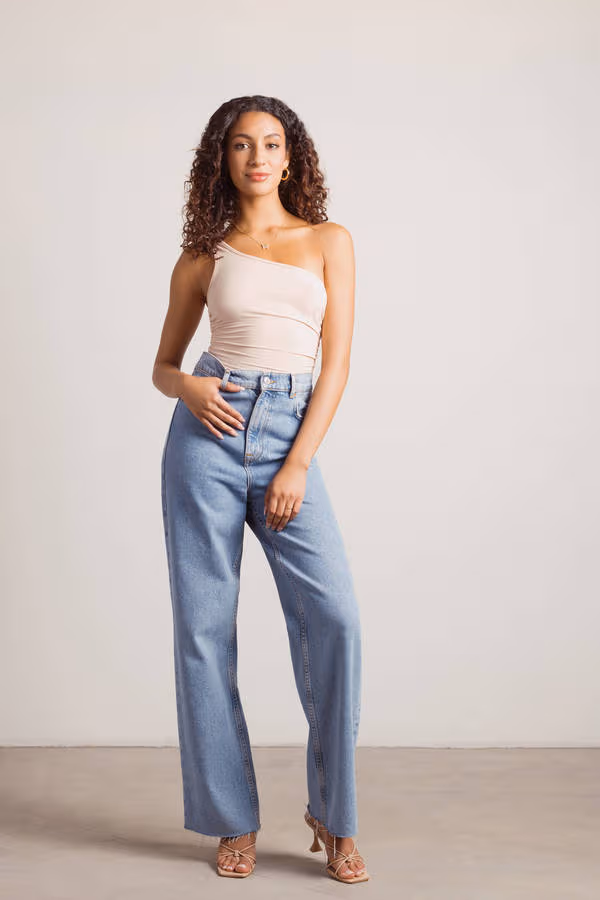 Macaron One Shoulder Bodysuit - Nude