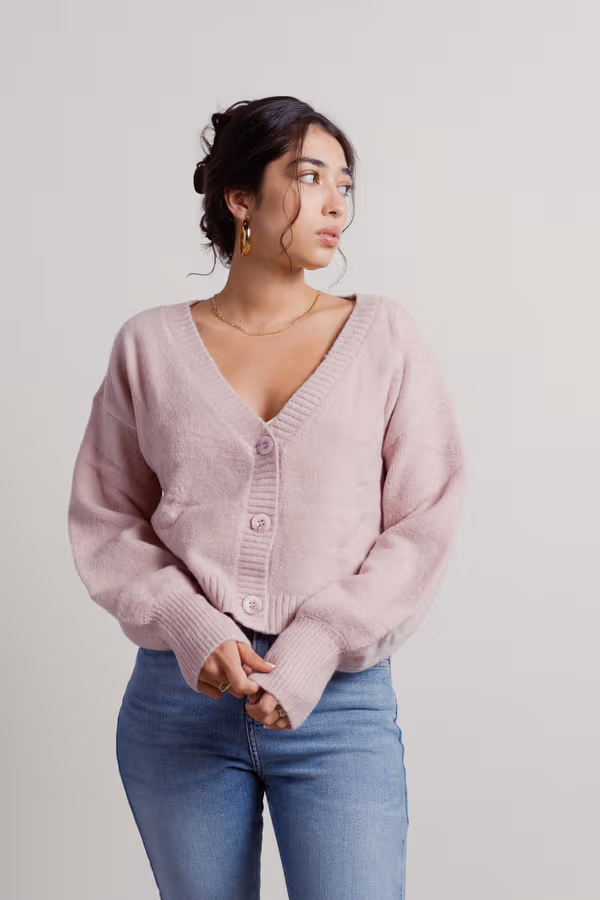 Keep Me Company Sweater Cardigan - Rose