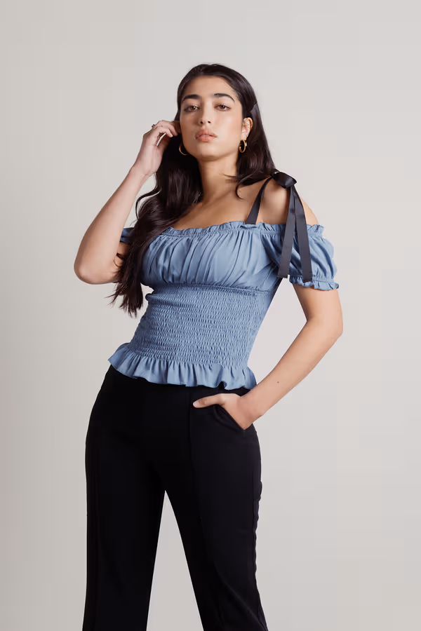 Romantics Smocked Top - Periwinkle