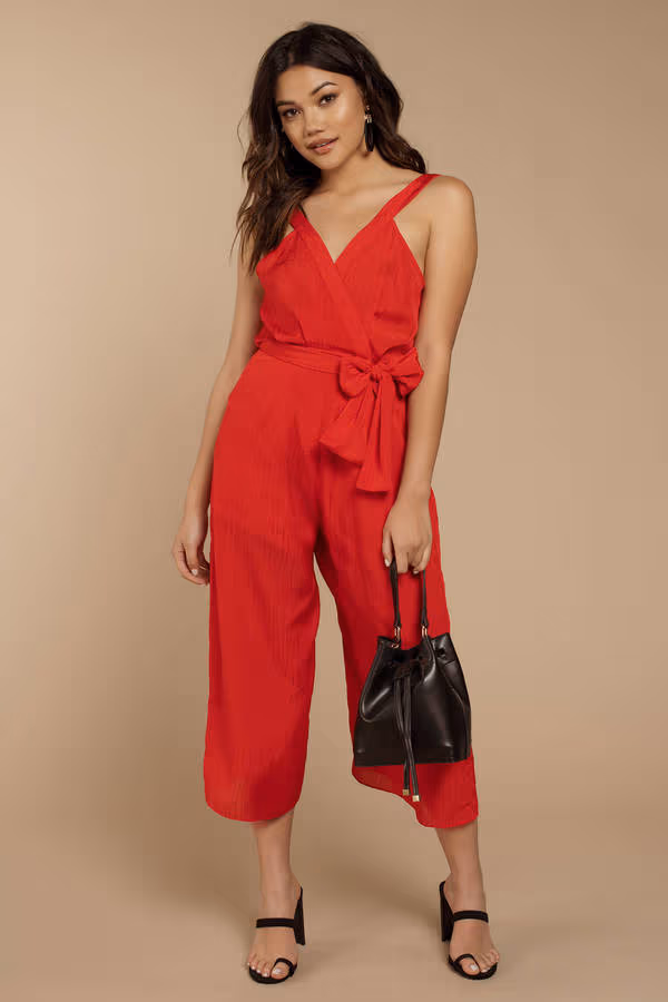 The Fifth Label Gilded Surplice Jumpsuit - Red