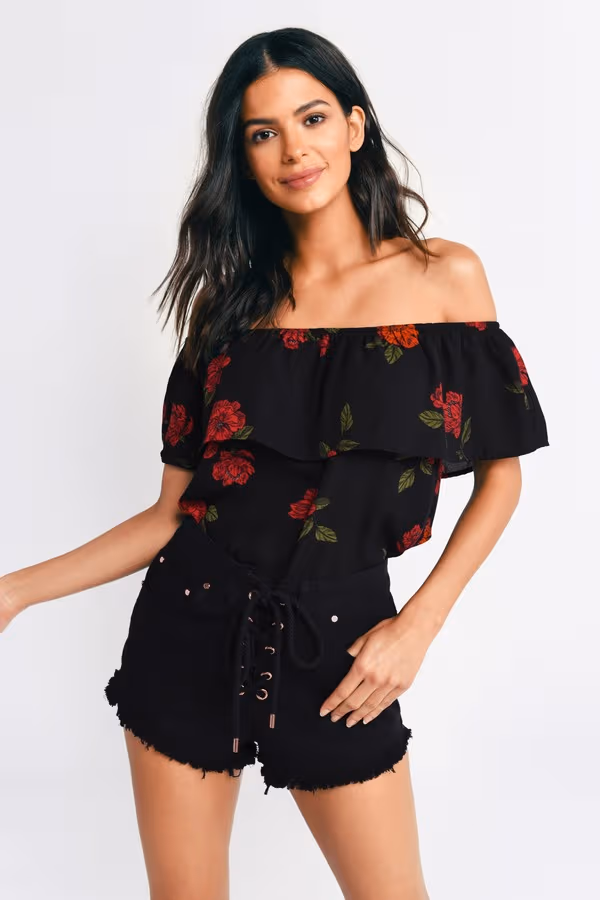 Lilian Floral Blouse - Black